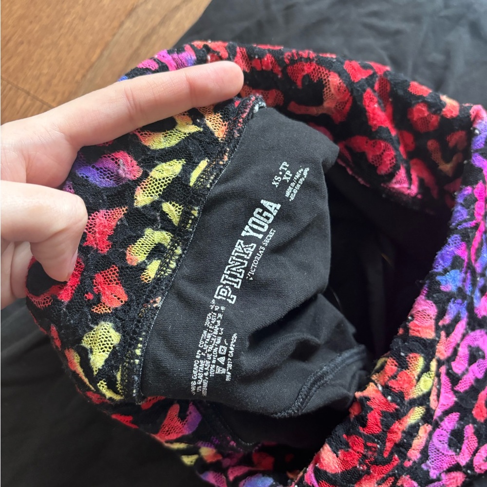 Y2k Victoria’s secret PINK fold over lace flare yoga pants black - extra small - Picture 4 of 6